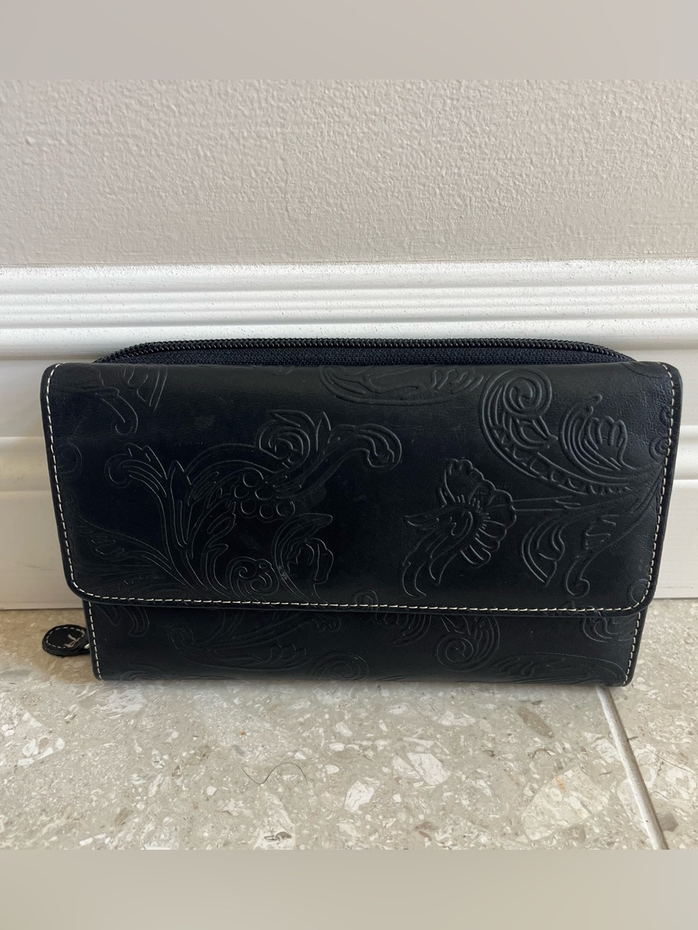 Black genuine leather wallet